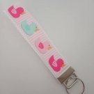 Pink duck key fob wristlet