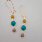 Gold yellow blue and beige dog fashion earrings Gold yellow blue and beige dog fashion earrings