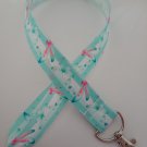 Light blue dragonfly print lanyard / ID holder / badge holder