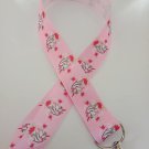 Pink horse with red rose lanyard / ID holder / badge holder