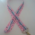 Pink music / piano lanyard / ID holder / badge holder