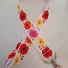 Pink red orange and yellow flower lanyard / ID holder / badge holder Pink red orange and yellow flower lanyard / ID holder / badge holder