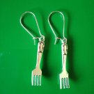 Silver fork charm earrings