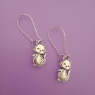 Cute silver cat charm earrings