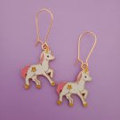 Gold enamel unicorn charm earrings