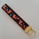 Fox print key fob wristlet / bag accessory / keyring