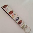 Owl print key fob wristlet / bag accessory