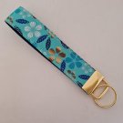 Green flower print key fob wristlet / bag accessory