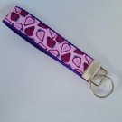 Purple strawberry print key fob wristlet
