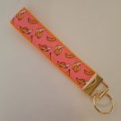 Pink banana print key fob wristlet / bag accessory
