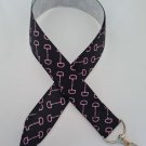 Black and pink horse bit / equestrian lanyard / Id holder / badge  holder