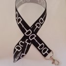 Black and white horse bit / equestrian lanyard / Id holder / badge holder