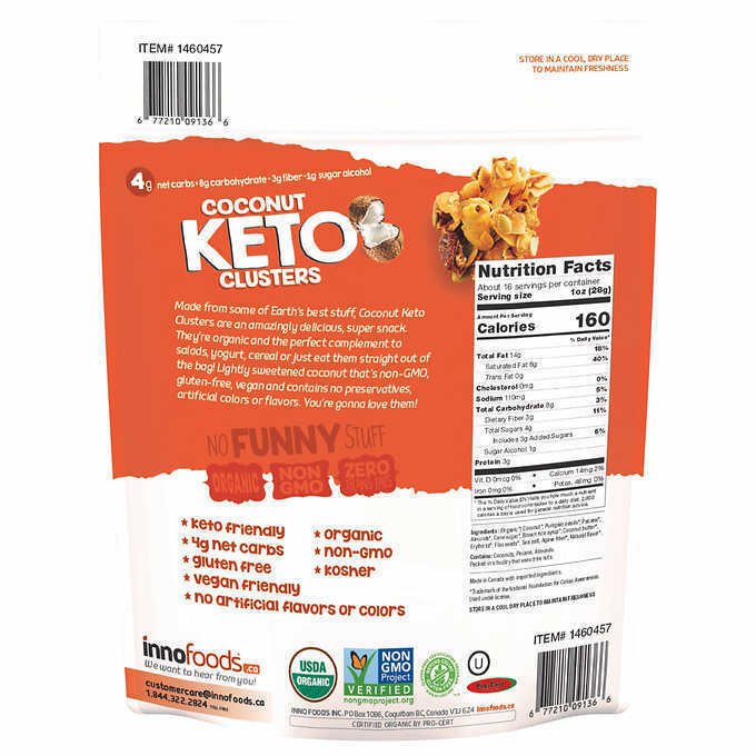 Innofoods Organic Coconut Keto Clusters with Pecans Almonds & Pumpkin ...