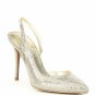 Michael Kors Eliza Pump Silver /Sand Glitter Sling Back Women's Dress Shoes 7.5M
