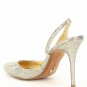Michael Kors Eliza Pump Silver /Sand Glitter Sling Back Women's Dress Shoes 7.5M