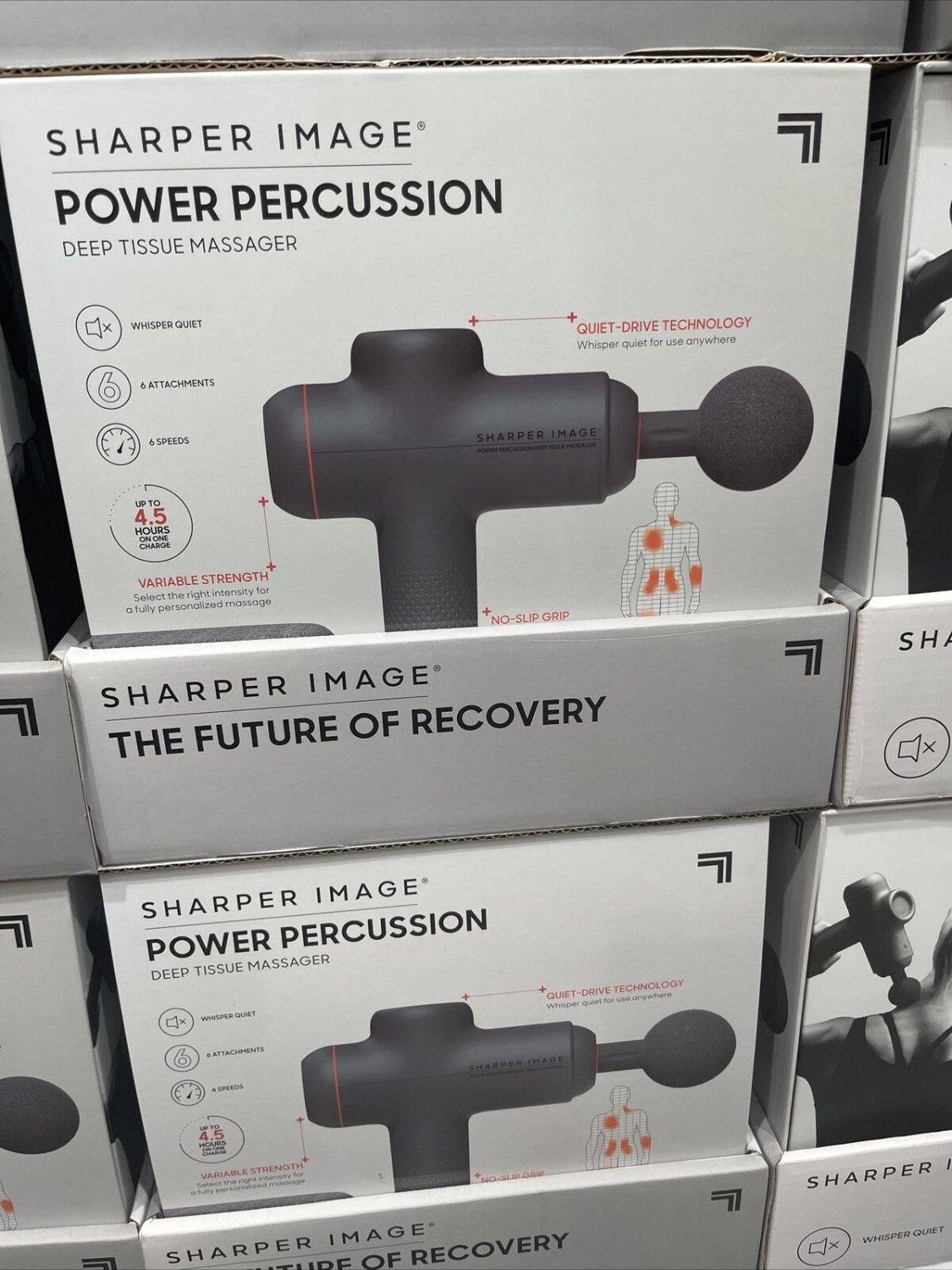 Sharper Image Power Percussion Deep Tissue Massager 1014747 Massage Gun Black Gr 5322