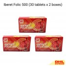 3x Abbott Iberet Folic 500 (30 tablets) Iron Vitamin C & B Complex Supplement