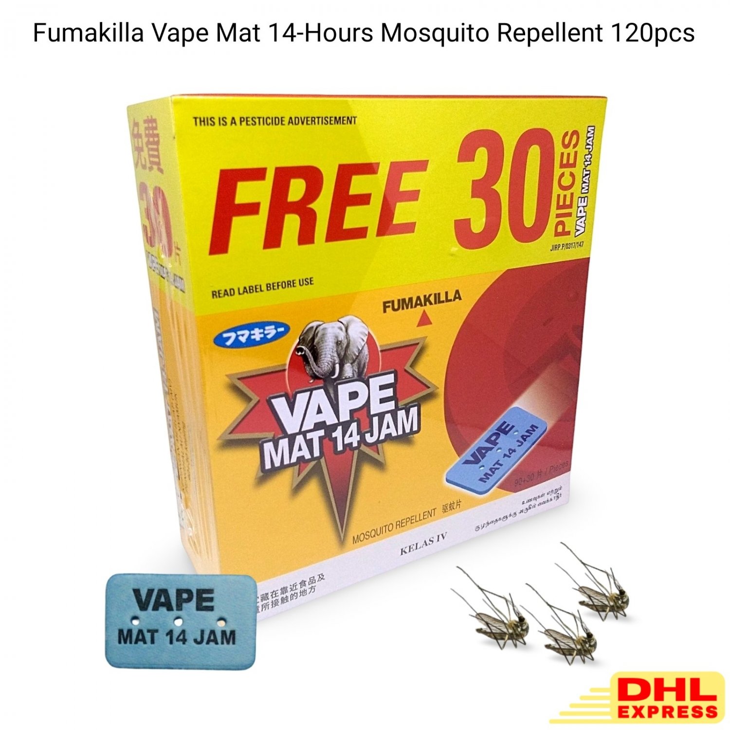 Fumakilla Vape Mat 14 Hours Mosquito Repellent 120's Refill Thermacell