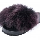 Purple woman fur slides, handmaded size 9 US / 39 EU
