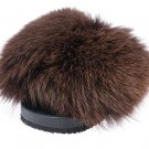 Brown woman fur slides, handmaded size 7 US / 37 EU