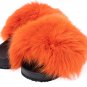 Orange woman fur slides, handmaded size 6 US / 36 EU