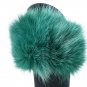 Turquoise woman fur slides, handmaded size 9 US / 39 EU