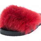 Red woman fur slides, handmaded size 6 US / 36 EU