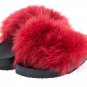 Red woman fur slides, handmaded size 11 US / 41 EU