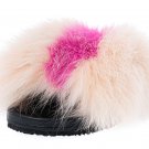 White pink woman fur slides, handmaded size 8 US / 38 EU