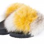 White yellow woman fur slides, handmaded size 6 US / 36 EU