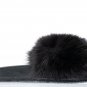 Black woman fur slides, handmaded size 7 US / 37 EU