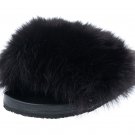Black woman fur slides, handmaded size 10 US / 40 EU