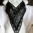 Small Delicates Black Lace Teddy Unisuit Ribbon Back 100% Polyester U.S.A. Made