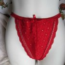 Red Love Affair 1 X Thong Panty Underwear Flowers Bow Lace Ribbon Straps & Back