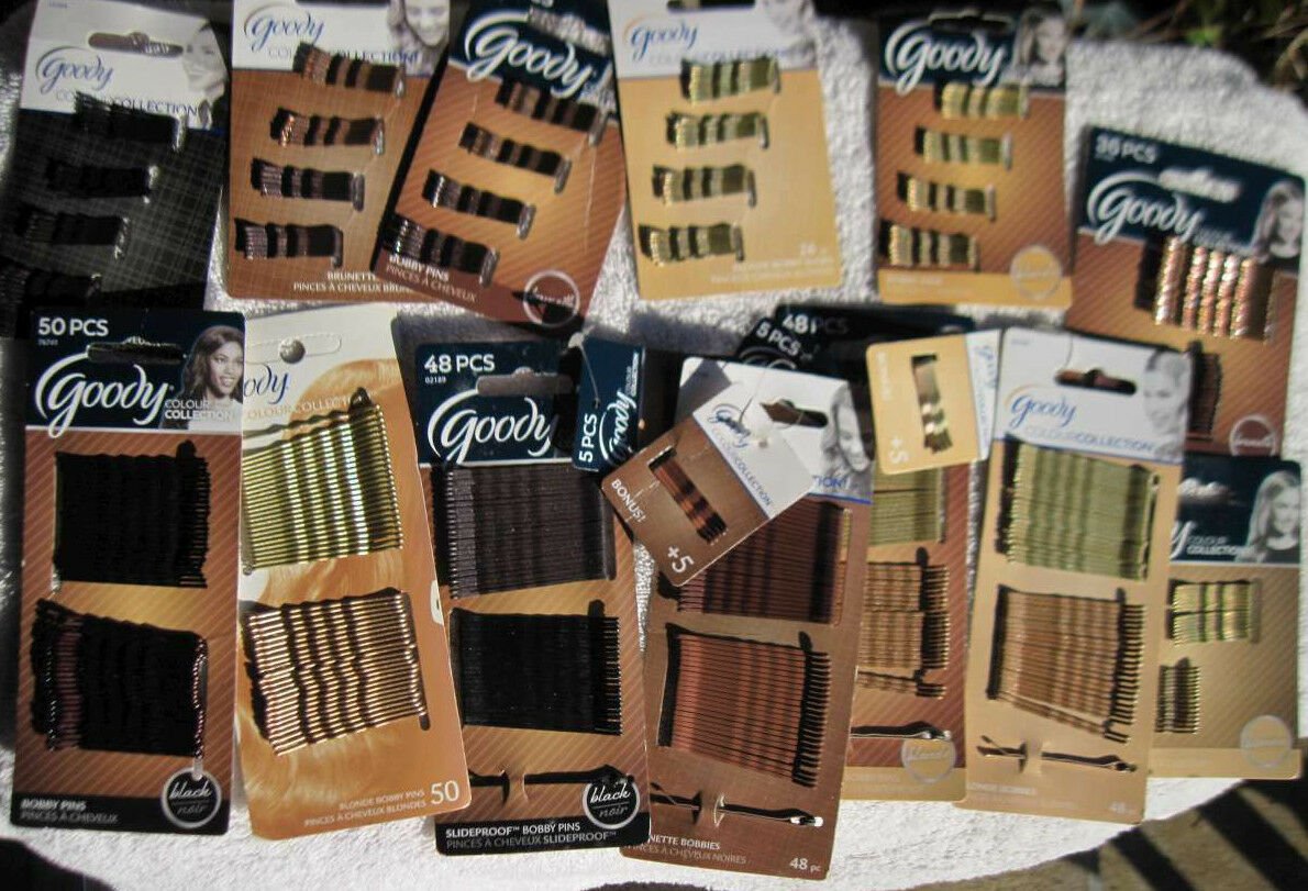Goody Colour Collection Bobby Slide Hair Pins Bobbies Brunette Blonde Black Mini