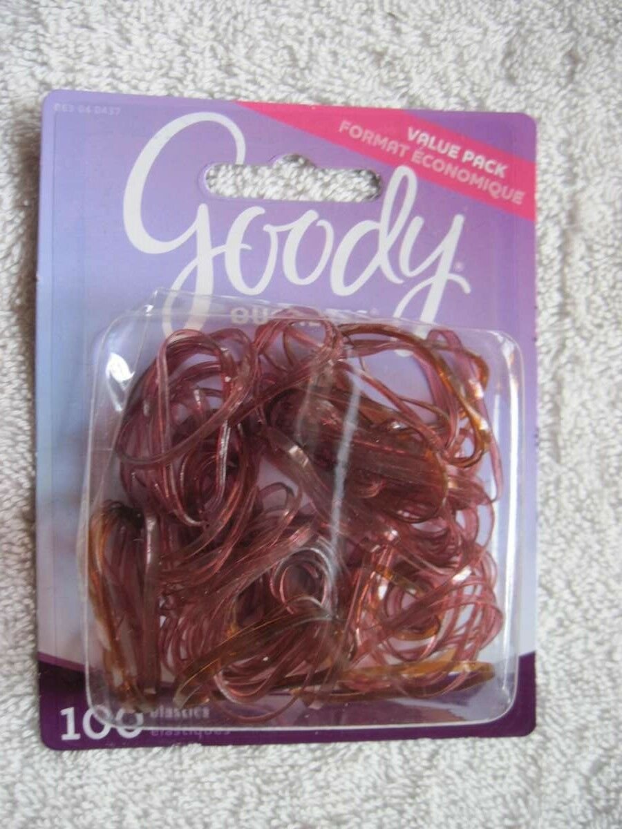100 Goody Translucent Reddish Pink Plastic Poly Ouchless Elastic Pony Hair Bands
