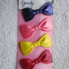 4 Goody Girls Plastic Bow Metal Stay Tight Put 2" Hair Barrettes Secure Clasp