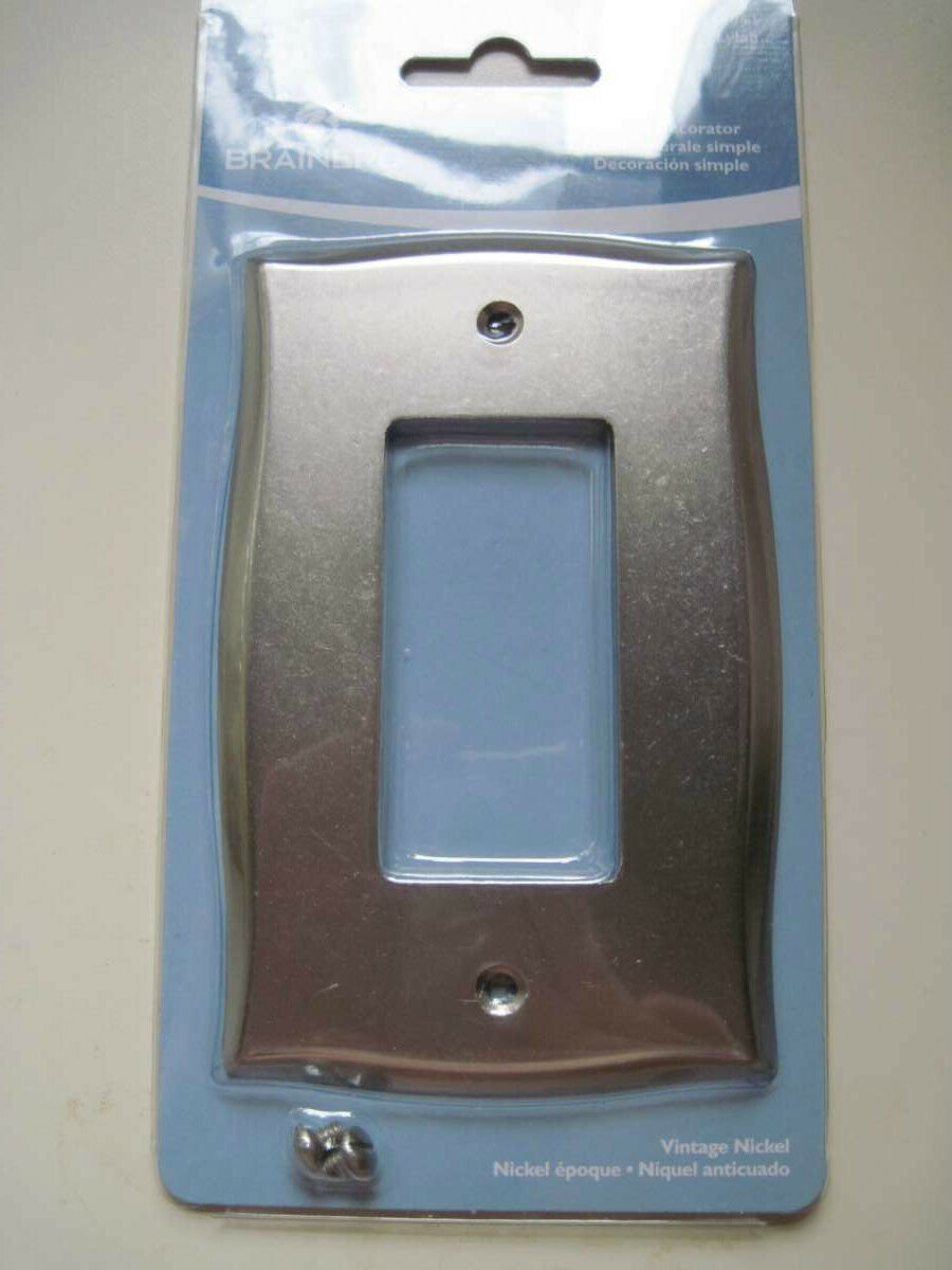 Brainerd Single Decorator Lylah Outlet Light Switch Covers Vintage Nickel Silver
