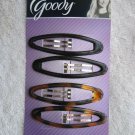 4 Goody 3" Large Elaina Black Brown Epoxy Metal Contour Oval Snap Hair Clips