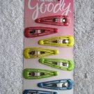 8 Goody Double Bar Glitter Epoxy Covered Metal Hair Snap Clips Blue Green Pink