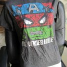 Old Navy M The Heroes Unite! Marvel Captain America Hulk Spiderman Face T- Shirt