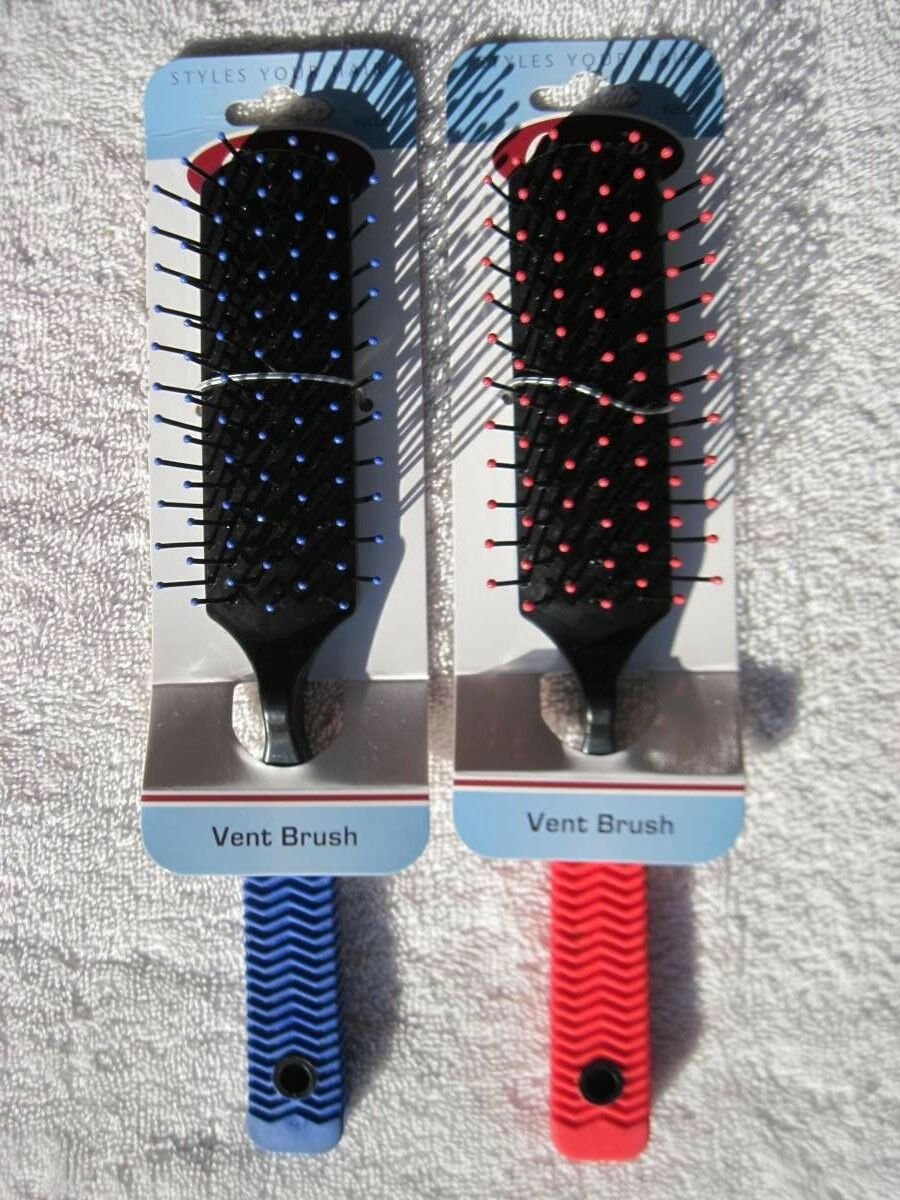Annie Rubberized Soft Grip Vented Vent Hair Brush Red Blue Simple Basic Plain