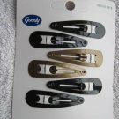 6 Goody Shiny Painted Metal Hair Contour Snap Clips Black Dark Gold Blonde 2007