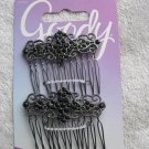 Goody Luxe Cecilia Side Combs Fancy Black Rhinestones Swirls Open Teeth Metal 09