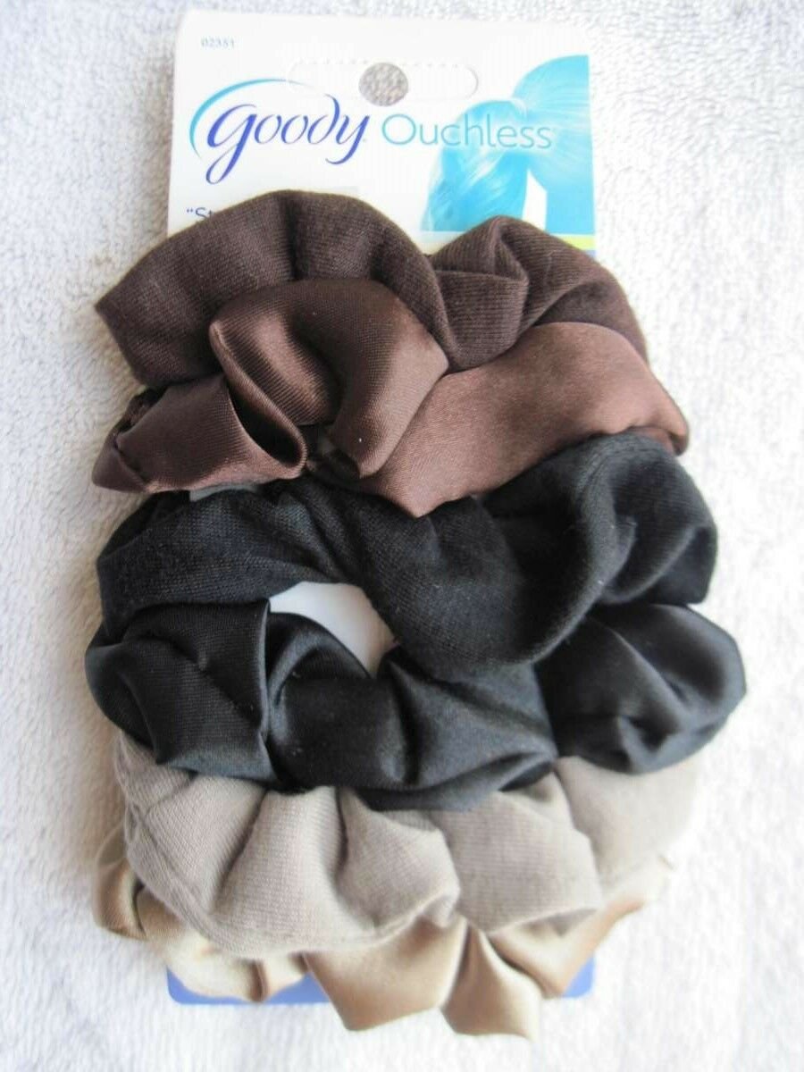 6 Goody Ouchless Starry Nights Soft Fabric Satin Elastic Ponytailer Hair Bands