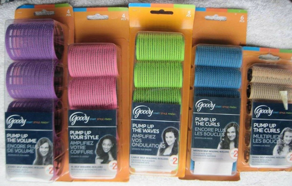 Goody Self Holding Rollers Waves Volume Curls Hair Curlers Sm Med Large XL Jumbo