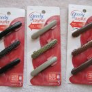 3 Goody Stay Put Slide Proof Hair Barrettes Secure Back Clips Blonde Black Brown