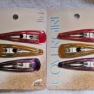 6 Covergirl Goody 2.5" Epoxy Covered Double Bar Hair Snap Clip Contour Barrettes