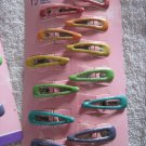 12 Goody Girls Colorful Glitter Coated Epoxy Covering Metal Hair Snap Clips 2004