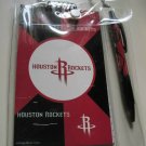 NBA Houston Rockets Stationary Set Pen & Memo Pad Plastic Carry Tote Bag Red Tx